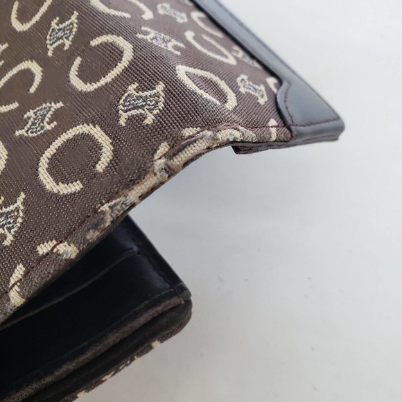 Celine Vintage Triomphe Canvas Leather Brown Wallet Medium Folding Purse - Picture 13 of 16